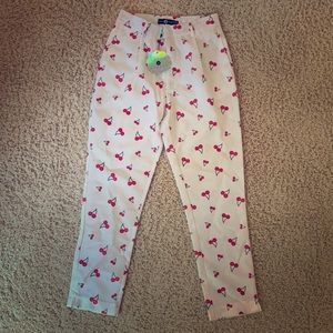 Daisy Street Cherry-Print Pleated Straight Trouser